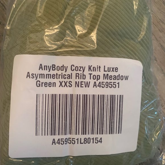 NWT ANYBODY COZY KNIT LUXE ASYMMETRICAL RIB TUNIC‎ TOP MEADOW GREEN XXS - Picture 4 of 5